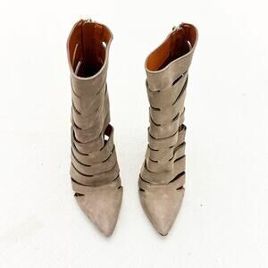 Rebecca Minkoff Derea Suede Sand Colored Heeled Booties Size 6